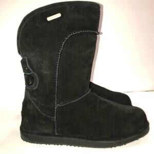 EMU Australia Charlotte Black Sheepskin Black Suede Leather Boots Winter Sz 7